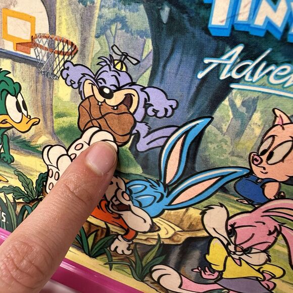 Vintage Tiny Toon Adventures Pink Plastic Lunch Box with Thermos 1990 Bugs Babs - Picture 8 of 16